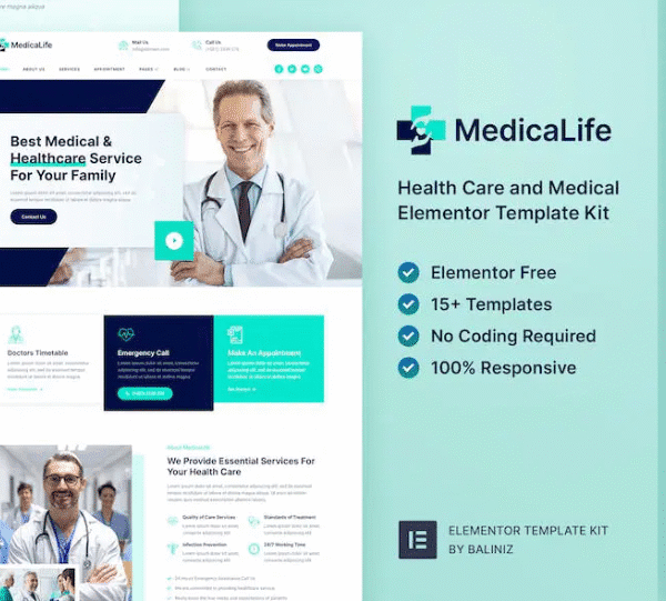 MedicaLife – Health Care & Medical Elementor Template Kit