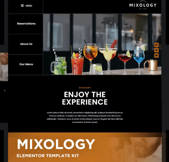 Mixology – Bar & Cocktails Elementor Template Kit