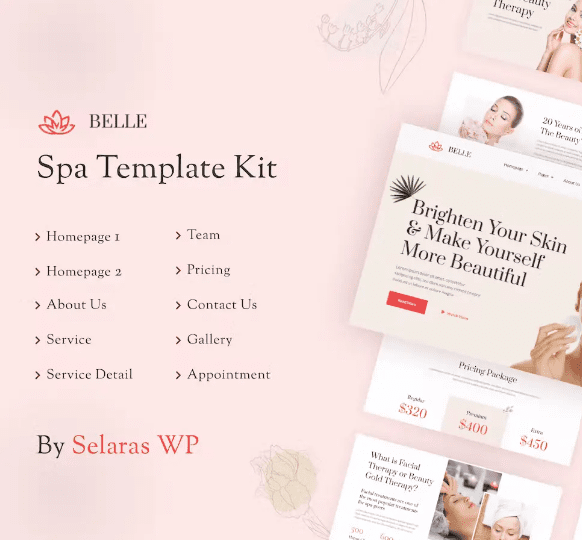 Belle – Spa Massage & Wellness Elementor Template Kit