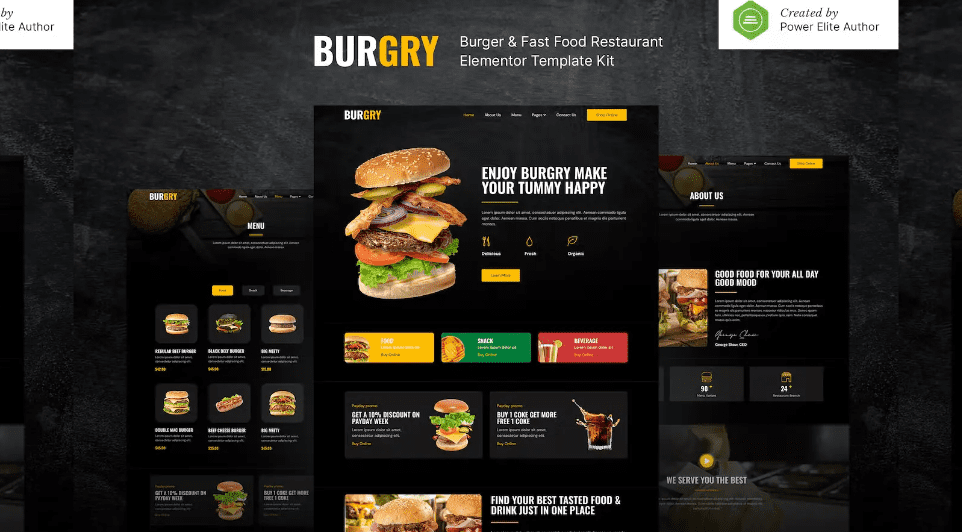 Burgry – Burger & Fast Food Restaurant Elementor Template Kit - Image 2