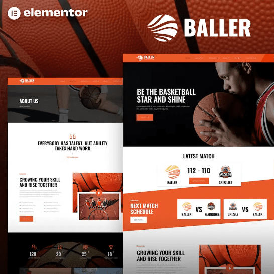 Baller – Basketball Team & Sports Club Elementor Template Kit