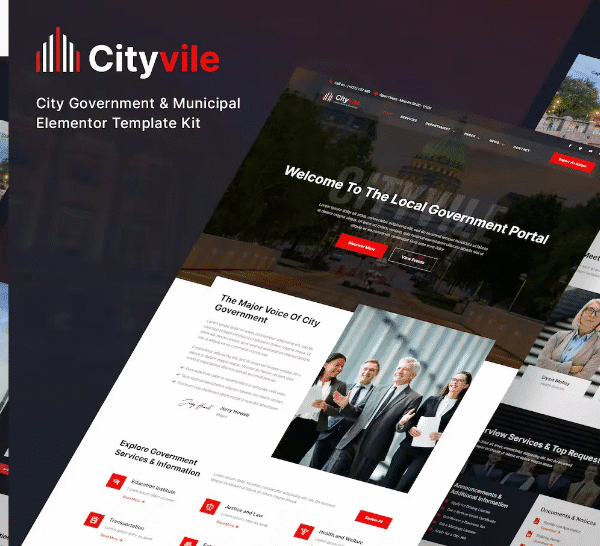 Cityvile – City Government & Municipal Elementor Template Kit