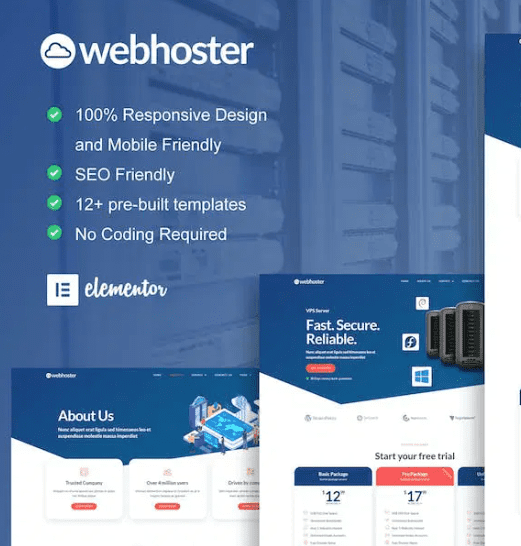 WebHoster – Web Hosting Service Elementor Template Kit